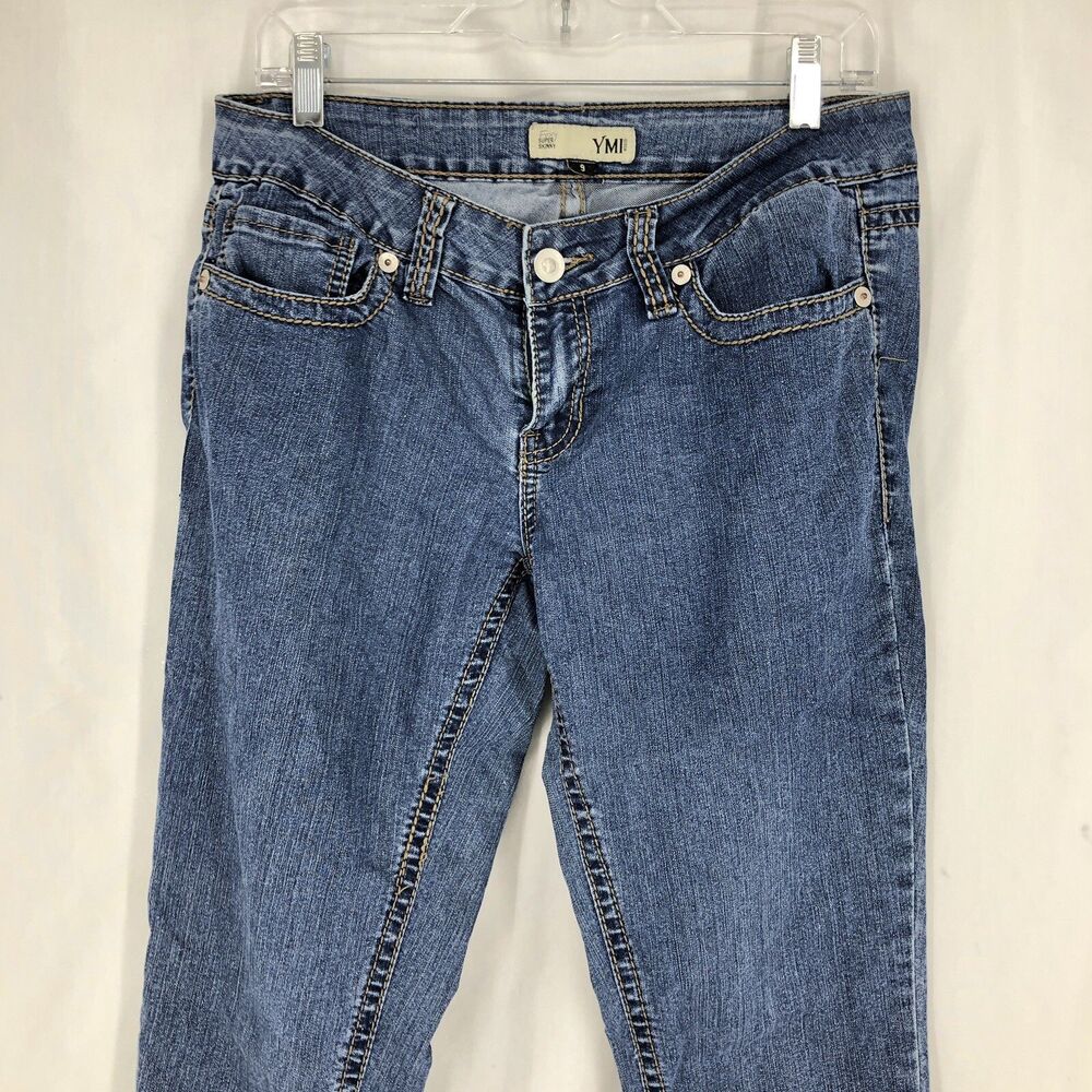 YMI Foxy Super Skinny Denim Thick Stitch Embroidered Flap Pocket Jeans 9 (33x32)